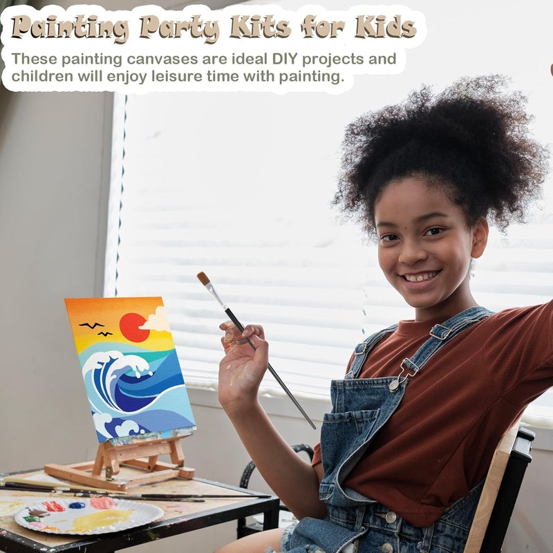 Anseal 12 Packs Pre Drawn Canvas to Paint for Adults, Pre Printed Canvas for Kids, Pre Stretched Canvas Outline Painting Boards for Beginners, Students, Party Favor (5 * 7 inch, Landscape) - Image 4